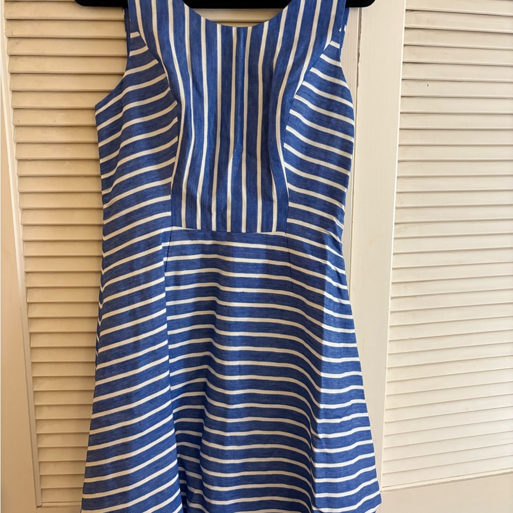 Vineyard Vines Blue and White Striped Linen Sleeveless Dress